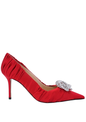 Mach & Mach Ladies Red Galaxy Satin Pumps