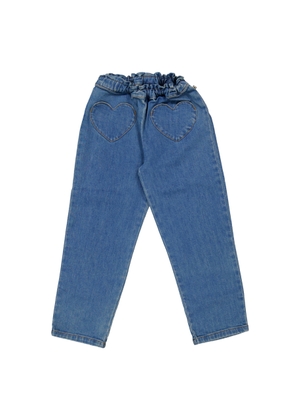 Bonton Kids Heart Embroidered Denim Jeans