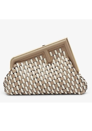 Fendi Hand Woven Leather First Small Clutch Bag
