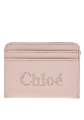 Chloe Logo-Embroidered Leather Cardholder