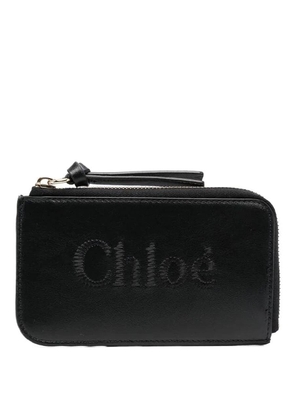 Chloe Logo Embroidered Sense Soft Leather Card Case