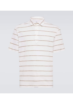 Brunello Cucinelli Striped linen and cotton polo shirt