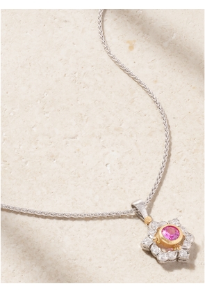 Buccellati - 14-karat White And Yellow Gold Diamond And Sapphire Necklace - Pink - One size