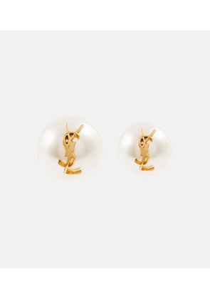 Saint Laurent Logo faux pearl stud earrings
