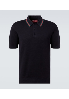 Gucci Web Stripe silk and cotton polo shirt