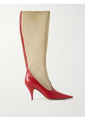 The Row - Mesh And Leather Knee Boots - Red - IT36,IT37,IT38,IT39,IT40,IT41,IT42