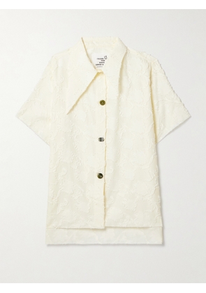 Thank You Have A Good Day - Oversized Fil Coupé Cotton Shirt - Neutrals - One size