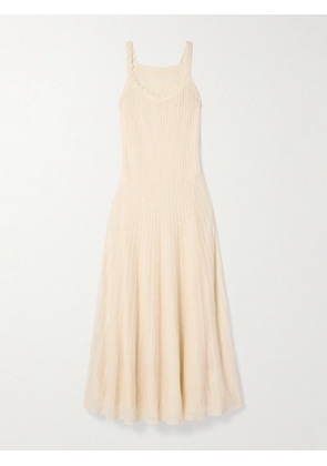 KHAITE - Thora Pointelle-knit Midi Dress - Cream - x small,small,medium,large,x large