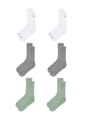Calvin Klein 6 Pack Basic Cushion Crew Socks in Green.