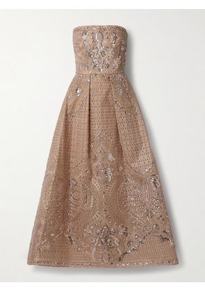 Elie Saab - Strapless Sequined Embroidered Tulle Midi Dress - Pink - FR 36,FR 38,FR 40,FR 42,FR 44,FR 46