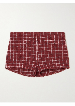 LIBEROWE - Madeline Checked Bouclé-tweed Shorts - Burgundy - x small,small,medium,large,x large