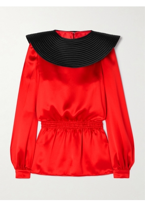Valentino Garavani - Two-tone Silk-satin Blouse - Red - IT36,IT38,IT40,IT42,IT44,IT46,IT48