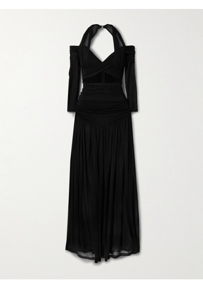 Zimmermann - Illuminate Cold-shoulder Cutout Pleated Chiffon Halterneck Maxi Dress - Black - 00,1,2,3,4