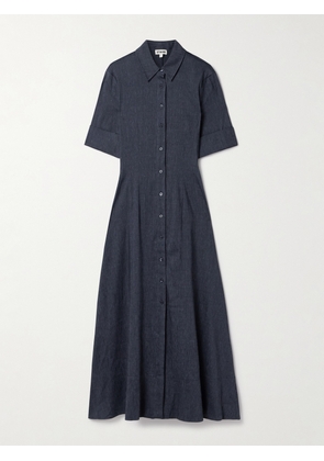 STAUD - Joan Linen-blend Chambray Midi Shirt Dress - Blue - US00,US0,US2,US4,US6,US8,US10,US12,US16