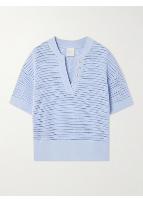 Varley - Callie Open-knit Cotton Top - Blue - xx small,x small,small,medium,large,x large