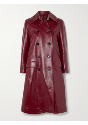 Gucci - Double-breasted Glossed-leather Trench Coat - Burgundy - IT40