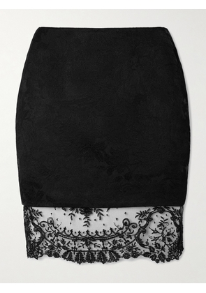SAINT LAURENT - Lace-trimmed Wool-jacquard Mini Skirt - Black - FR 34,FR 36,FR 38