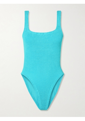 Hunza G - Seersucker Swimsuit - Blue - Beachwear One Size