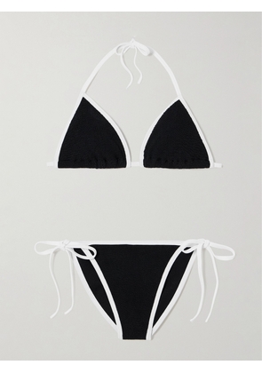 Hunza G - Gina Seersucker Bikini - Black - Beachwear One Size