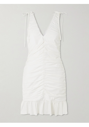 Kika Vargas - Kath Ruched Twill Mini Dress - White - US0,US2,US4,US6,US8,US10