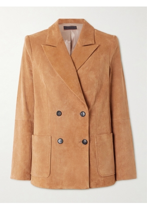 STOULS - Jones Double-breasted Suede Blazer - Brown - x small,small,medium,large