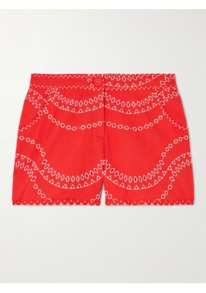 Charo Ruiz - Drea Broderie Anglaise Cotton-blend Shorts - Red - x small,small,medium,large,x large