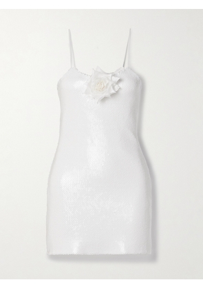 Rodarte - Embellished Silk-trimmed Sequined Tulle Mini Dress - White - US0,US2,US4