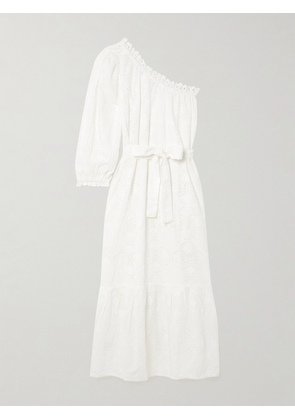 Melissa Odabash - Autumn One-shoulder Broderie Anglaise Cotton Midi Dress - White - x small,small,medium,large