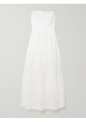 Melissa Odabash - Sophie Strapless Scalloped Broderie Anglaise Cotton Midi Dress - White - x small,small,medium,large