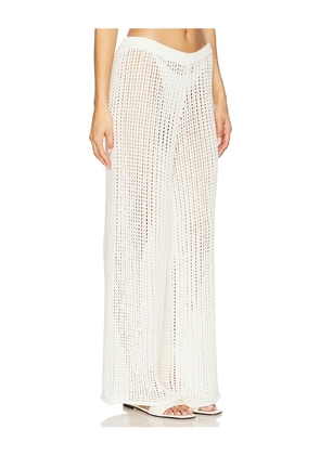 La Porte Mia Windowpane Knit Pant in Cream. Size L. Also in S, XL.