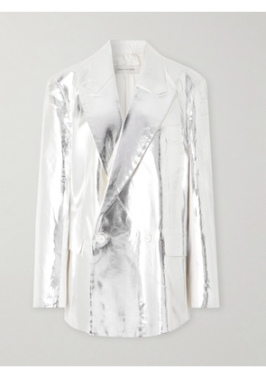 Dries Van Noten - Double-breasted Metallic Coated-cotton Blazer - White - M,S