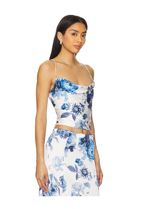 Alice + Olivia Valentina Cropped Corset Top in Blue. Size 0. Also in 10, 12, 2, 4, 6, 8.