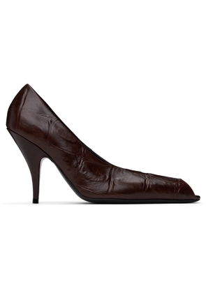 Acne Studios Brown Leather Open Toe Heels
