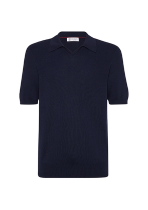 Brunello Cucinelli Cotton English-Rib Polo Sweater