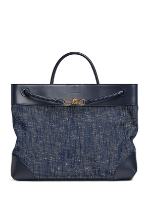 Bottega Veneta Large Denim Bouclé Andiamo Top-Handle Bag