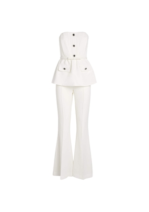 Self-Portrait Stretch-Crepe Peplum Jumpsuit