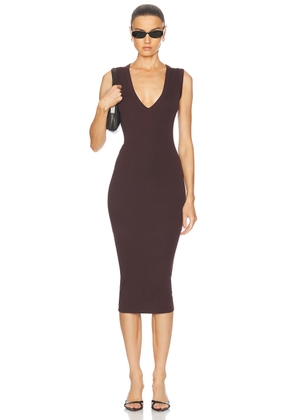 FLORE FLORE Dewi Midi Dress in Choco Plum - Chocolate. Size XL (also in ).