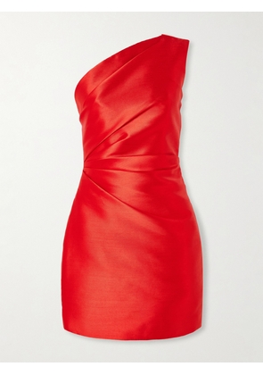 Solace London - Nori One-shoulder Satin-twill Mini Dress - Red - UK 4,UK 6,UK 8,UK 10,UK 12,UK 14,UK 16