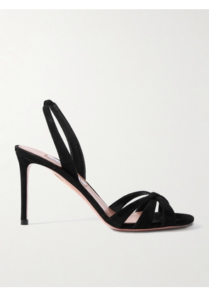 Aquazzura - Tati 85 Suede Slingback Sandals - Black - IT35,IT36,IT36.5,IT37,IT37.5,IT38,IT38.5,IT39,IT39.5,IT40,IT40.5,IT41,IT41.5,IT42