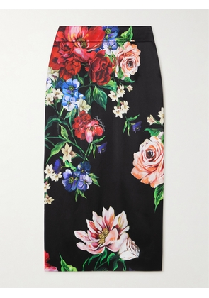Dolce & Gabbana - Floral-print Satin Midi Skirt - Black - IT38,IT40,IT42,IT44,IT46,IT48,IT50,IT52