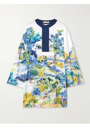 Mary Katrantzou - Elsa Embroidered Floral-print Twill Mini Dress - Blue - UK 6,UK 8,UK 10,UK 12,UK 14
