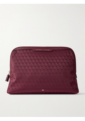 Anya Hindmarch - Lotions And Potions Leather-trimmed Jacquard Pouch - Burgundy - One size