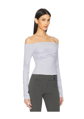 LIONESS Lulu Off The Shoulder Top in Light Grey. Size L. Also in M, XL.