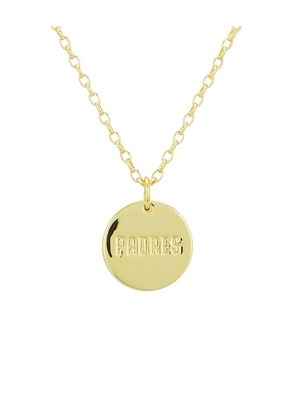 Luv AJ Mlb Padres Logo Round Coin Necklace in Metallic Gold.