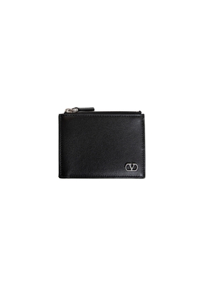 Vlogo signature grained leather card holder