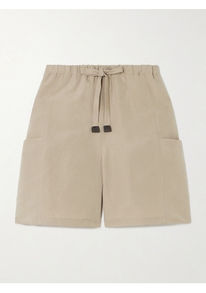 Max Mara - Leather-trimmed Linen And Silk-blend Shorts - Neutrals - UK 2,UK 4,UK 6,UK 8,UK 10,UK 12,UK 14,UK 16,UK 18