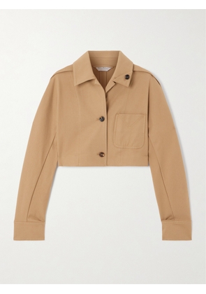 Max Mara - Cropped Cotton-blend Gabardine Jacket - Brown - UK 6,UK 8,UK 10,UK 12,UK 14,UK 16,UK 18