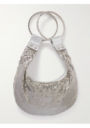Versace - Metallic Leather-trimmed Chainmail Shoulder Bag - Silver - One size