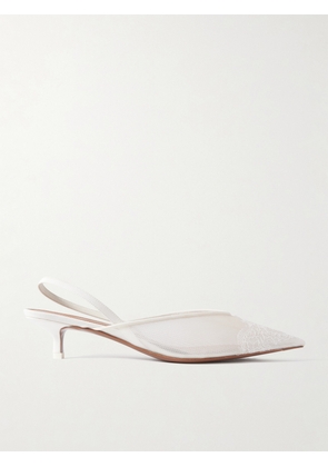 NEOUS - Irena Satin And Lace-trimmed Mesh Slingback Pumps - Cream - IT35,IT35.5,IT36,IT36.5,IT37,IT37.5,IT38,IT38.5,IT39,IT39.5,IT40,IT40.5,IT41