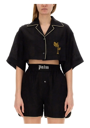 Palm Angels Cropped Bowling Shirt